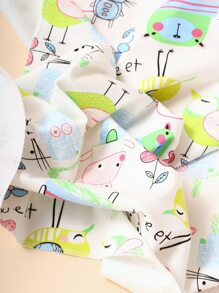 2 piezas Manta de recepción del bebé con estampado de dibujos animados - Multicolor - Ver 5