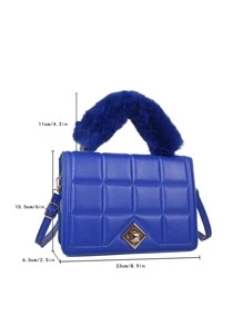 防水、輕巧、商務休閒蓬鬆手把紋理翻蓋方形包適合青少年女孩女大學生、菜鳥和白領完美適合辦公室、大學、工作、商務、通勤、戶外、旅行、郊遊 - 藍色 - 查看 5