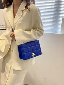 防水、輕巧、商務休閒蓬鬆手把紋理翻蓋方形包適合青少年女孩女大學生、菜鳥和白領完美適合辦公室、大學、工作、商務、通勤、戶外、旅行、郊遊 - 藍色 - 查看 4