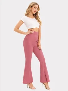 SHEIN Essnce Pantalones con cordón trasero pierna amplia unicolor - Rosado Sandía - Ver 6