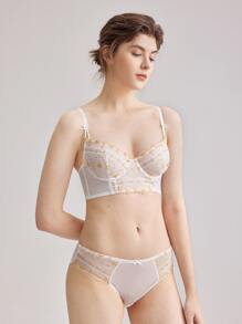 LUVLETTE Lingerie Balconette Embroidery Bra - Gold - View 6