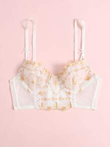 LUVLETTE Lingerie Balconette Embroidery Bra - Gold - View 7