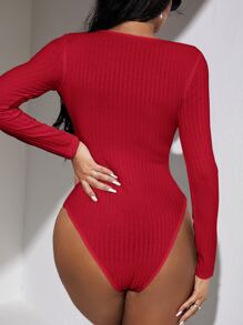 SHEIN SXY Body con cremallera cuarta con aro O tejido de canalé
