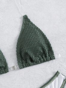 Plain Clear Strap Bikini For Summer Beach - Green - View 3