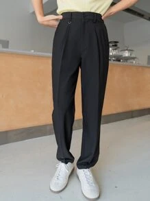 Manfinity VCAY Men Solid Slant Pocket Tailored Trousers - Black - View 4