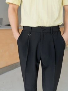 Manfinity VCAY Men Solid Slant Pocket Tailored Trousers - Black - View 6