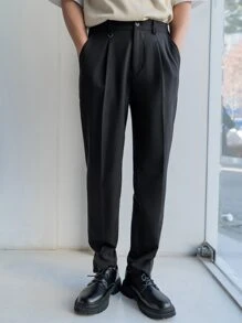 Manfinity VCAY Men Solid Slant Pocket Tailored Trousers - Black - View 7