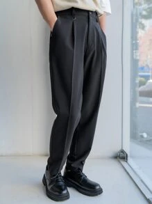 Manfinity VCAY Men Solid Slant Pocket Tailored Trousers - Black - View 8