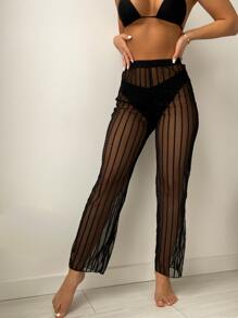 Solid Cover Up Pants - Black - View 8