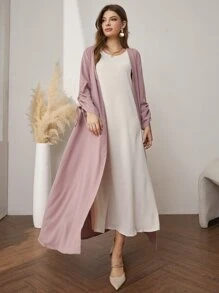 Al Najma de manga con cordón con cinturón Abrigo & Vestido - Multicolor - Ver 1