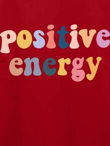 SHEIN Unity Letter Graphic Round Neck Tee - Red - View 6