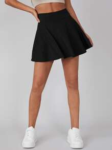 SHEIN 網球運動裙褲 - 黑色 - 查看 1