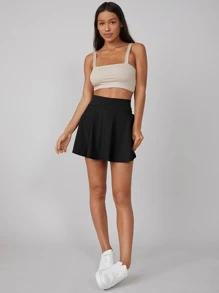 SHEIN 網球運動裙褲 - 黑色 - 查看 3
