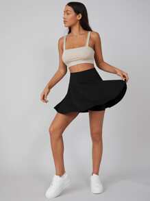 SHEIN 網球運動裙褲 - 黑色 - 查看 5