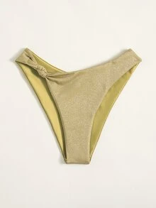 闪光结饰比基尼泳裤，适合夏日海滩度假 - 金色 - 查看 5