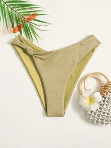 闪光结饰比基尼泳裤，适合夏日海滩度假 - 金色 - 查看 6