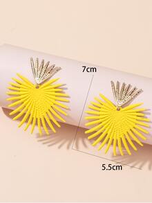 雙色結構耳墜 - 黃色 - 查看 3