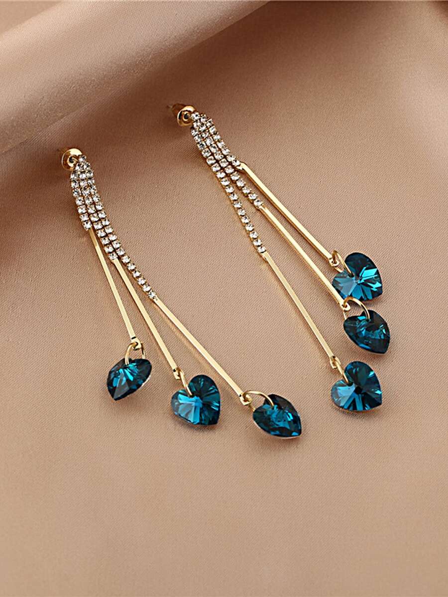 Hoa tai thả đính đá và trái tim trang trí ngày lễ tình nhân, mẹ, mẹ, ngày của mẹ, quà tặng - Nhiều màu - Xem 1