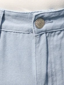 Manfinity 男士拉鏈門襟斜口袋牛仔褲 - 淺色水洗藍 - 查看 3