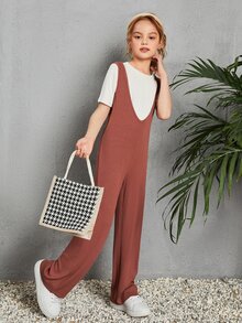 SHEIN 女孩背帶連體褲和T恤 - 彩色 - 查看 3