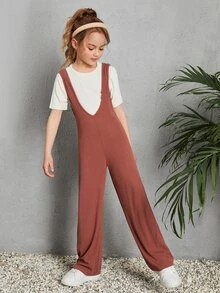 SHEIN 女孩背帶連體褲和T恤 - 彩色 - 查看 4