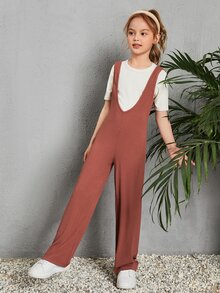 SHEIN 女孩背帶連體褲和T恤 - 彩色 - 查看 5