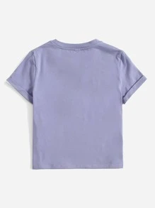 SHEIN Tops con gái Tim Lá thư Giải trí - Màu Lilac Tím - Xem 2