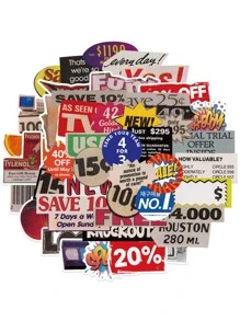 50入組勵志貼紙防水PVC貼紙適用於行李筆記本電腦、滑板、水瓶、電腦、手機時尚貼紙適合女孩和男孩 - 彩色 - 查看 3