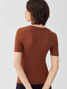 MOTF PREMIUM SQUARE NECK T-SHIRT - Rust Brown - View 2