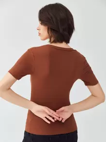 MOTF PREMIUM SQUARE NECK T-SHIRT - Rust Brown - View 8