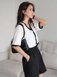 DAZY Nút trang trí tương phản phía trước - trắng - Xem 4