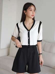 DAZY Nút trang trí tương phản phía trước - trắng - Xem 5