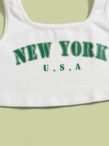 SHEIN Girls Letter Graphic Tank Top - White - View 4