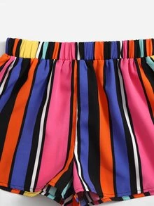 SHEIN Bộ hai mảnh Gái Thắt nút Dải chun Sọc Boho - Nhiều màu - Xem 3