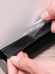 1pc Plain Door Sealing Strip, Black Soundproof Gap Sealing Tape For Household - Black - View 4