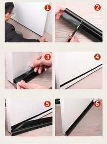 1pc Plain Door Sealing Strip, Black Soundproof Gap Sealing Tape For Household - Black - View 6