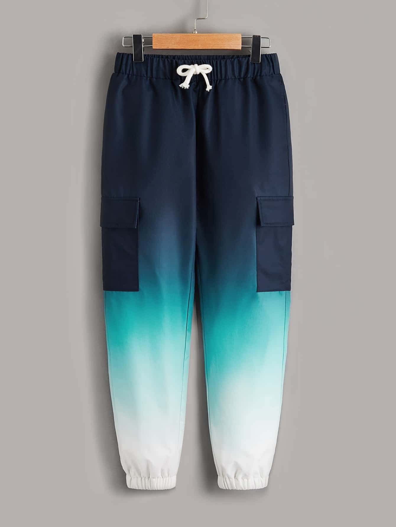 SHEIN 男孩漸層翻蓋口袋腰部抽繩工裝褲 - 彩色 - 查看 1