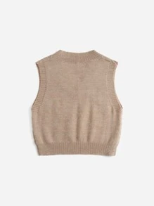 Muchica 麻花編織毛衣背心 - 卡其色 - 查看 2