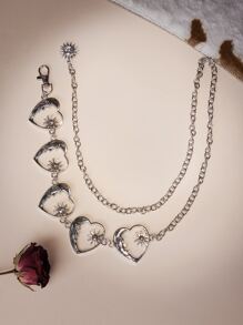 ROMWE Goth Cinturón de cadena con diseño de corazón - Plateado - Ver 2