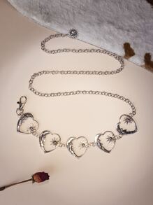 ROMWE Goth Cinturón de cadena con diseño de corazón - Plateado - Ver 3