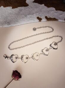 ROMWE Goth Cinturón de cadena con diseño de corazón - Plateado - Ver 5