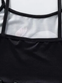 Girls Elephant Print Lettuce Trim Cami Top & Shorts PJ Set - Black - View 6