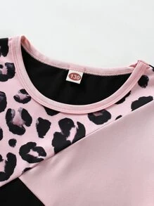 SHEIN Bộ hai mảnh Gái Tương phản ràng buộc Khối Màu Báo Giải trí - Nhiều màu - Xem 3