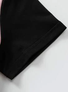 SHEIN Bộ hai mảnh Gái Tương phản ràng buộc Khối Màu Báo Giải trí - Nhiều màu - Xem 4