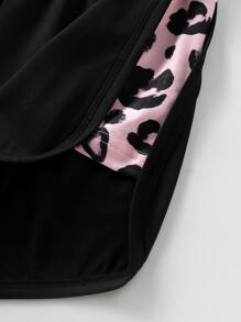 SHEIN Bộ hai mảnh Gái Tương phản ràng buộc Khối Màu Báo Giải trí - Nhiều màu - Xem 5