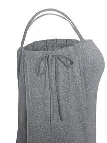 SHEIN Unity 大碼挖肩側繫帶不對稱下擺T恤 - 深灰色 - 查看 5