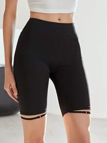 MOTF PREMIUM SPORTS CYCLING SHORTS WITH THIGH STRAP - Black - View 9