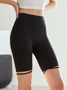 MOTF PREMIUM SPORTS CYCLING SHORTS WITH THIGH STRAP - Black - View 10