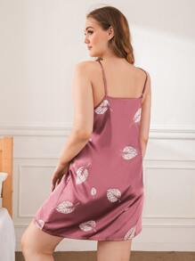 Đầm mặc nhà Kích Thước Lớn Thực vật Thanh lịch - Màu Hồng  Dưa hấu - Xem 2