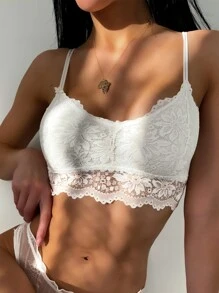 Romantic French White Lace Bralette For Women Slight Stretch Backless Design Elegant Lingerie